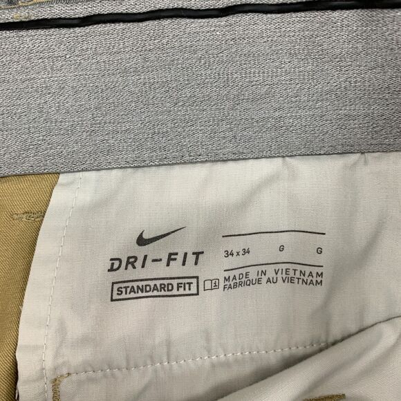 Nike Golf Pant Mens 34 Parachute Beige Flat Front Chino Stretch Standard Dri Fit - Picture 4 of 14